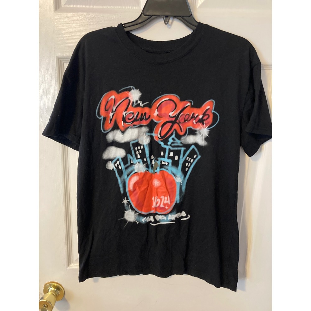 Isaac Morris Ltd New York Big Apple Graphic T-Shirt Black Mens Medium Airbrush